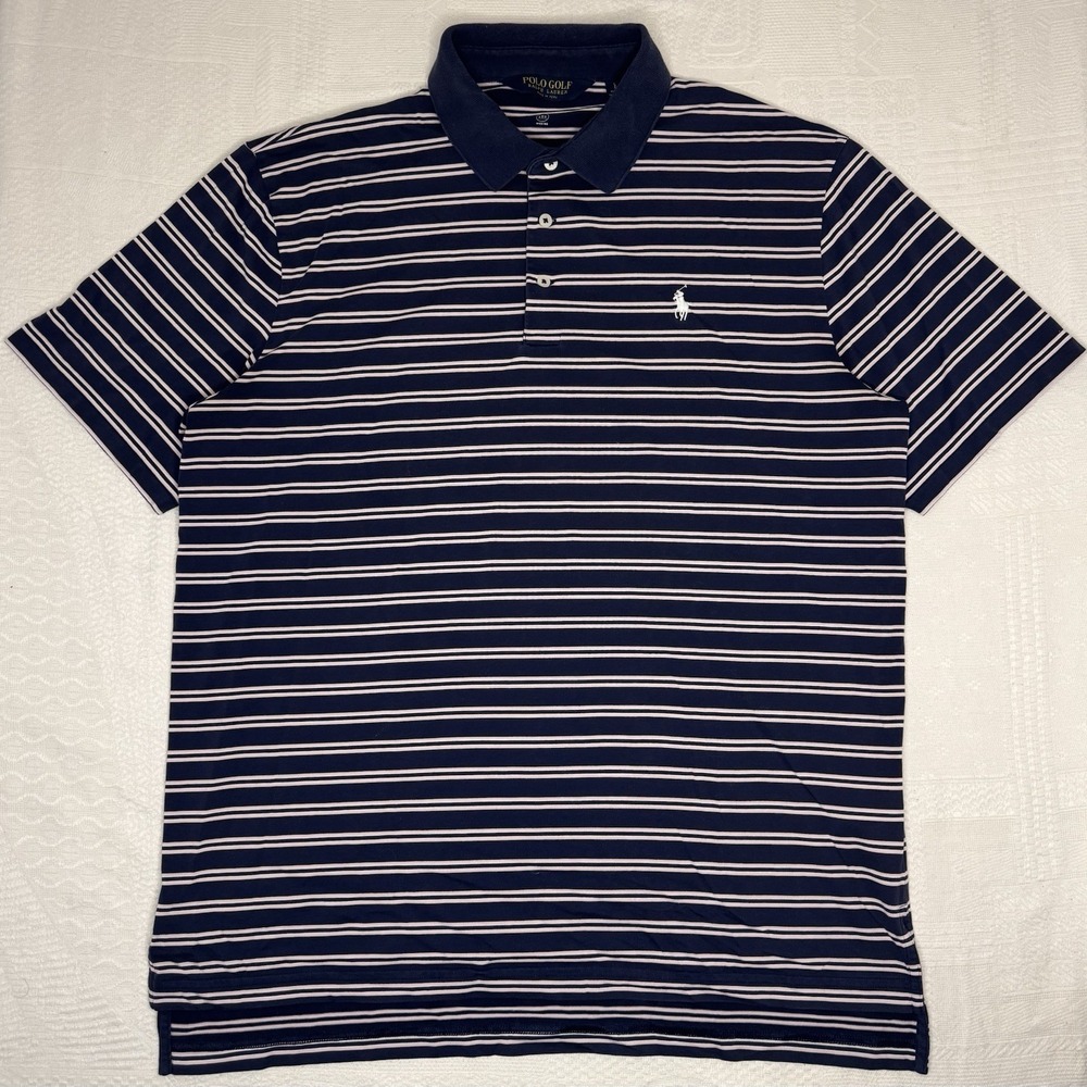 Polo by Ralph Lauren Navy White Striped Polo Shirt Golf Casual Large